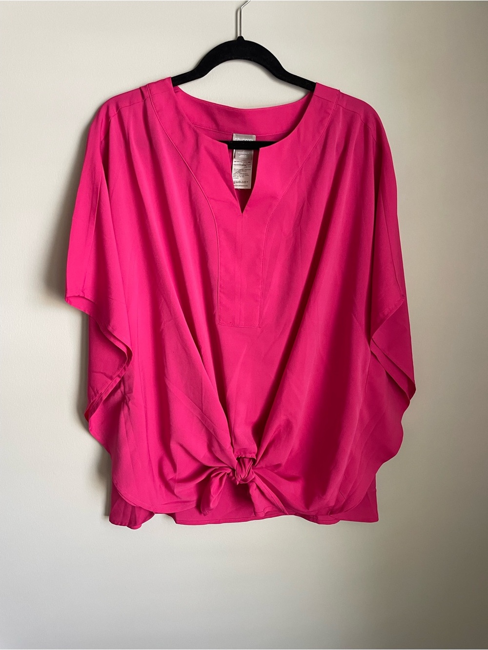 Chico's Fuchsia Tie-Knot Dolman Sleeve Blouse